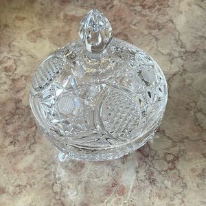EUC~ Heavy Weight Crystal 2 Piece Decorative Candy Bowl